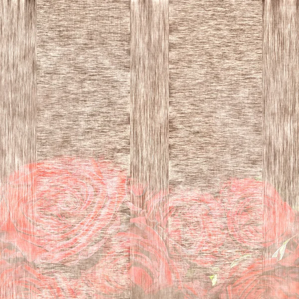 Cartão de saudação, fundo de madeira com rosas de coral — Fotografia de Stock