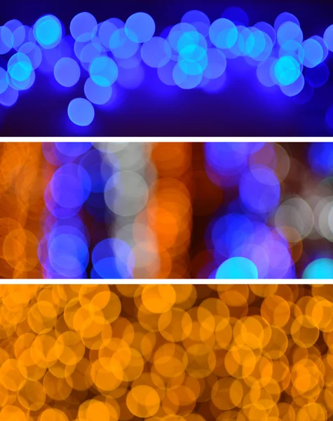 Collage van drie feestelijke bokeh achtergronden — Stockfoto