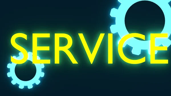 Neon shine service text und getriebe — Stockfoto