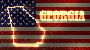 Neon parlayan anahat haritada ABD ulusal bayrak zemin