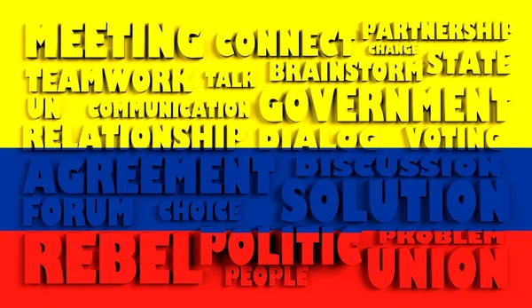 Стекстурированная поверхность флага Колумбии с рельефным текстом в соответствии с политической ситуацией — стоковое фото
