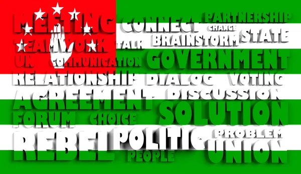 Abcásia Bandeira nacional superfície texturizada com texto de relevo em conformidade com a situação política — Fotografia de Stock