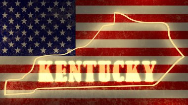 Anahat harita devlet ABD ulusal bayrak zemin üzerinde parlak neon