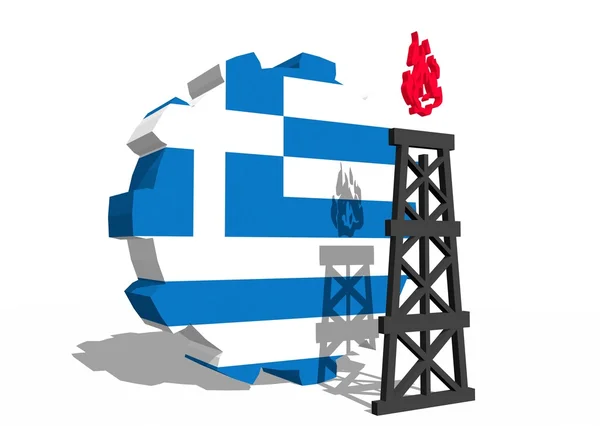 Національний прапор Греції на передач і газ Ріг тривимірних поблизу — стокове фото