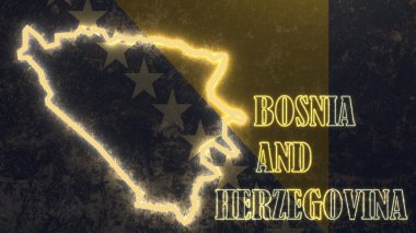 Anahat harita ulusal bayrak zemin üzerinde parlak neon