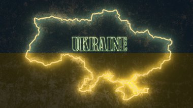 Anahat harita ulusal bayrak zemin üzerinde parlak neon