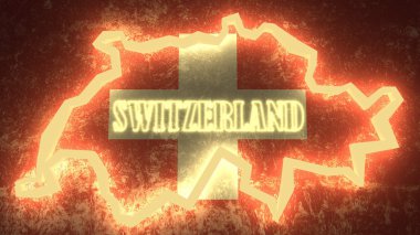 Anahat harita ulusal bayrak zemin üzerinde parlak neon