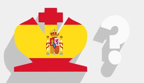 Шахматный король, текстурированный испанским флагом и знаком вопроса — стоковое фото