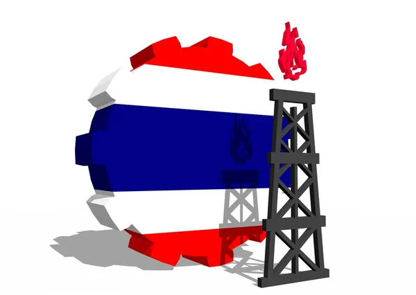 Nationale vlag van Thailand op vistuig en 3D-gas rig model in de buurt van — Stockfoto