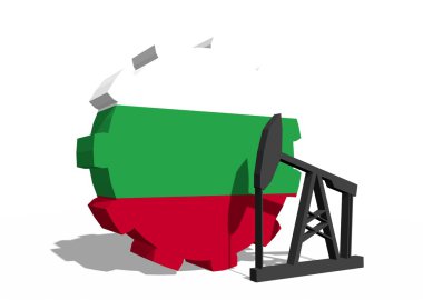 dişli ve 3d derrick modeli yakınlarında Bulgaristan Ulusal bayrak