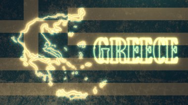 Anahat harita ulusal bayrak zemin üzerinde parlak neon