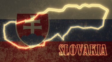 Anahat harita ulusal bayrak zemin üzerinde parlak neon