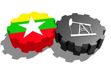myanmar ve 3d derrick model vites üzerinde ulusal bayrak