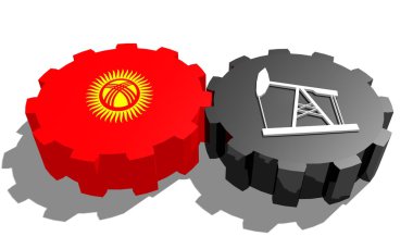 Kırgızistan ve 3d derrick model vites üzerinde ulusal bayrak