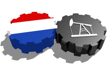 Hollanda ve 3d derrick model vites üzerinde ulusal bayrak