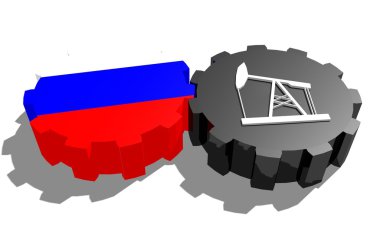 Rusya ve 3d derrick model vites üzerinde ulusal bayrak