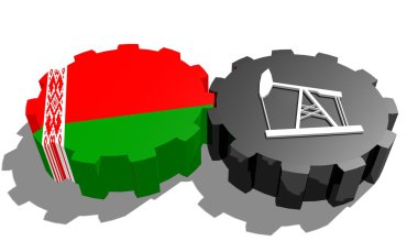 Beyaz Rusya ve 3d derrick model vites üzerinde ulusal bayrak