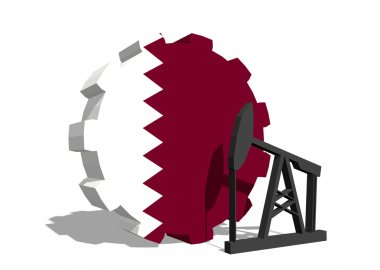 Katar ulusal bayrak dişli ve yakın 3d derrick modeli