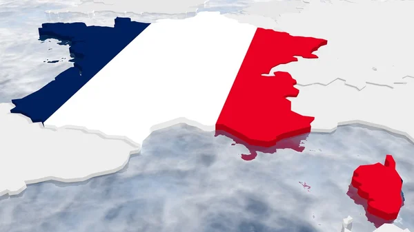 3d obrys mapa Francie — Stock fotografie