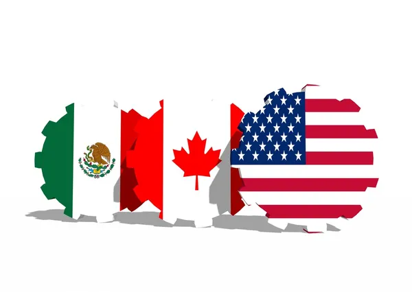 Nafta members flags on gears — Stock Photo, Image