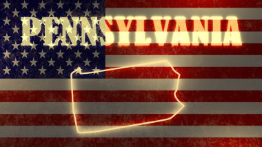 Anahat harita devlet ABD ulusal bayrak zemin üzerinde parlak neon