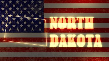 Anahat harita devlet ABD ulusal bayrak zemin üzerinde parlak neon