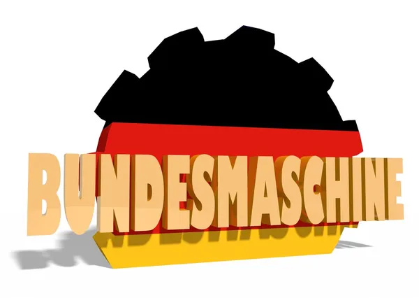 Bundesmaschine text a zařízení namaloval státní vlajka Německa — Stock fotografie
