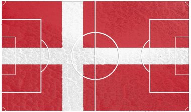 Danimarka bayrağı üzerinde futbol sahası