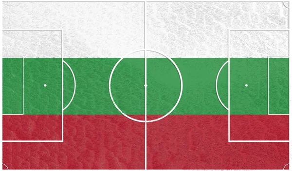 Bulgaristan bayrağı üzerinde futbol sahası — Stok fotoğraf