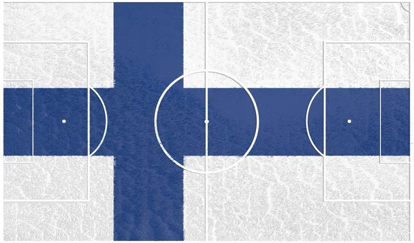 Finland flag on football field — Stock Photo, Image