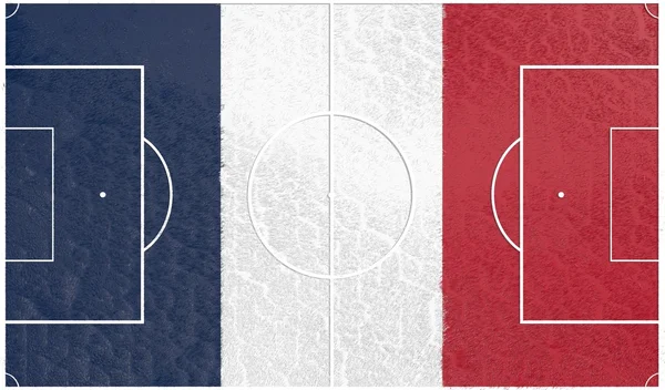 Frankrijk vlag op voetbalveld — Stockfoto