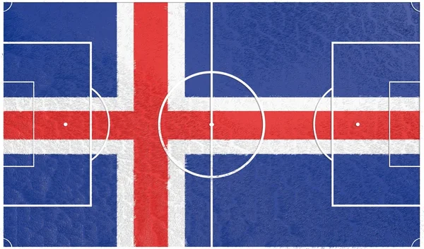 Iceland flag on football field — Stock Photo, Image