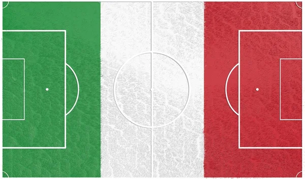 Italy flag on football field — Stock Photo, Image