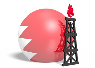 Katar ulusal bayrak Küre ve 3d gaz sondaj platformu modeli yakınındaki