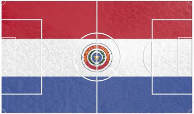 Paraguay bayrağı üzerinde futbol sahası