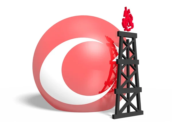 球と 3d ガス トルコ国旗リグに近いモデル — ストック写真