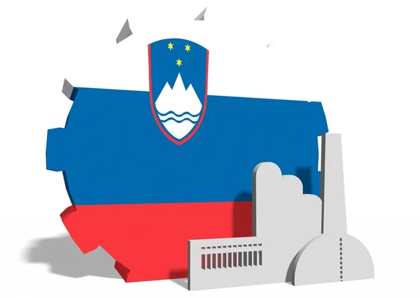 장비 및 공장 아이콘에 슬로베니아의 국기 — 스톡 사진