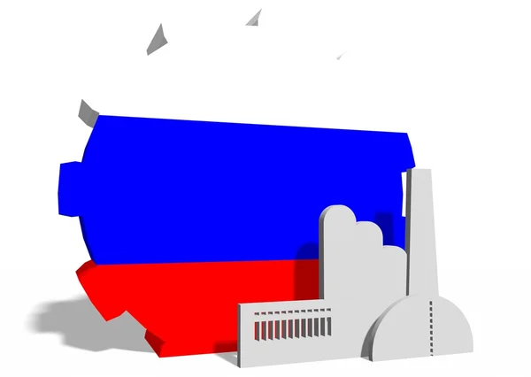 Государственный флаг России на редукторе и иконке завода — стоковое фото