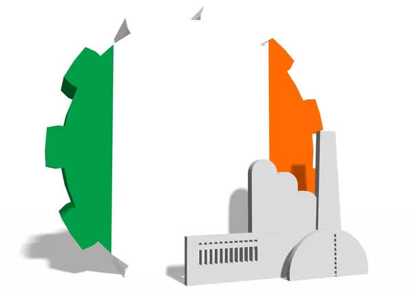 National flag of the ireland on gear and factory icon — Stock Photo, Image