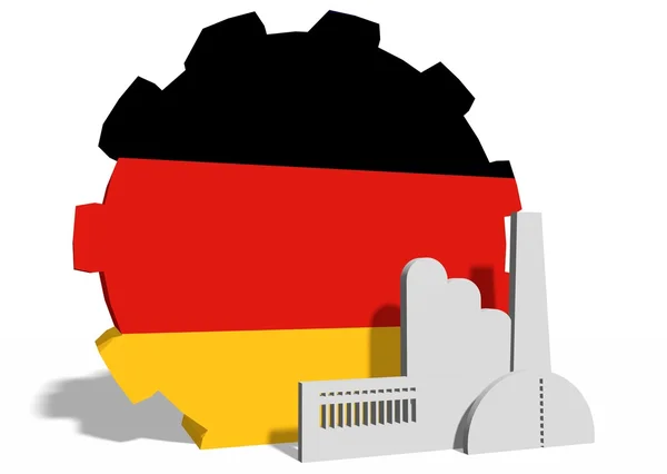 National flag of the germany on gear and factory icon — Stock Photo, Image