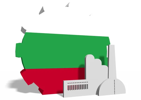 Bandera nacional del bulgary en el engranaje y el icono de fábrica — Foto de Stock