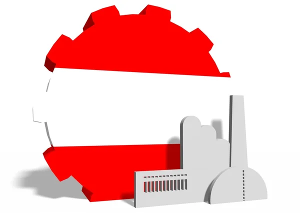 Nationale vlag van het Oostenrijk op vistuig en fabriek pictogram — Stockfoto