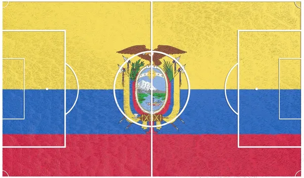 Ecuador flag on football field — Stock Photo, Image