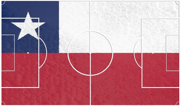 Flaga Chile na boisko do piłki nożnej — Zdjęcie stockowe