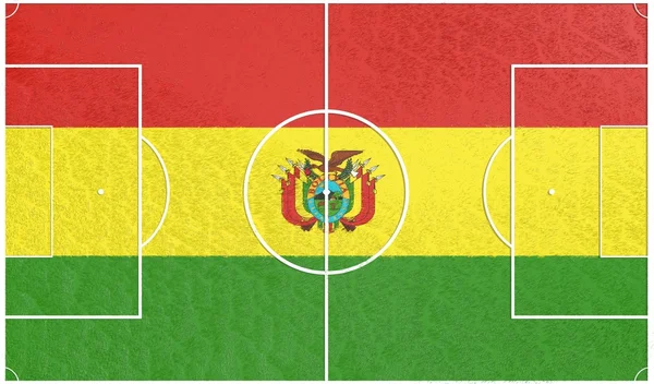 Bolívie vlajka na fotbalové hřiště — Stock fotografie