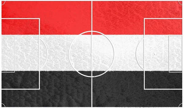 Bendera Yaman di lapangan sepak bola — Stok Foto