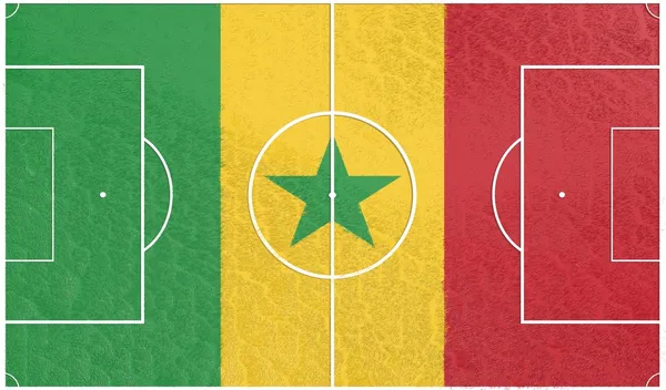 Senegal flag on football field — Stock Photo, Image