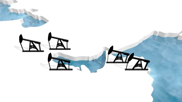 3d mapa przeglądowa Zatoki Arabskiej z derrick modeli — Zdjęcie stockowe