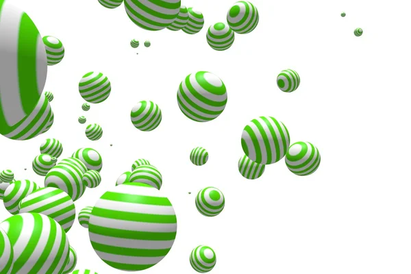 Green lollipop textured spheres flying — Stock Photo, Image
