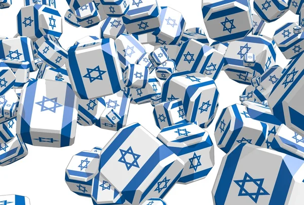 Israel flag textured flying cubes — Stock Photo, Image